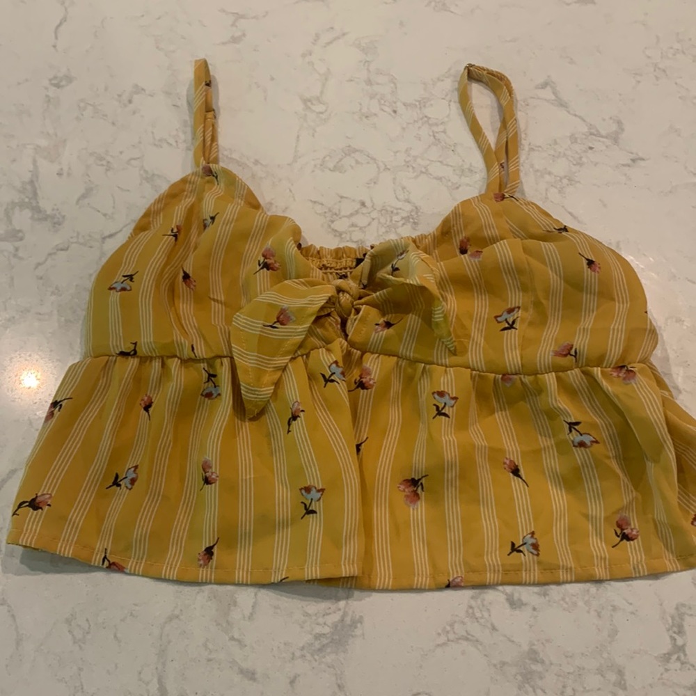 Yellow floral crop top